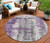 8' Purple And Ivory Round Abstract Washable Indoor Outdoor Area Rug - Purple, Ivory