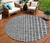 8' Graphite Gray And Silver Round Geometric Washable Indoor Outdoor Area Rug