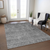 10' X 14' Gray And Charcoal Floral Washable Indoor Outdoor Area Rug