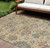 10' X 14' Gold Beige And Pale Aqua Floral Washable Indoor Outdoor Area Rug