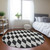 8' Black Round Geometric Washable Indoor Outdoor Area Rug