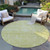 8' Artichoke Green And Ivory Round Damask Washable Indoor Outdoor Area Rug