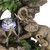 Homeroots Home Decor 11" Gray Polyresin Elephant Tabletop Fountain with Light