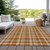 8' X 10' Orange and Ivory Plaid Washable Non Skid Indoor Outdoor Area Rug