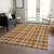 8' X 10' Orange and Ivory Plaid Washable Non Skid Indoor Outdoor Area Rug