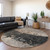 8' Taupe And Charcoal Round Abstract Washable Indoor Outdoor Area Rug