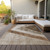 10' X 14' Brown And Beige Geometric Washable Indoor Outdoor Area Rug