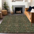 9' X 12' Emerald Brown And Red Floral Washable Indoor Outdoor Area Rug