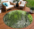 8' Green And Lime Green Round Abstract Washable Indoor Outdoor Area Rug