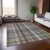 10' X 14' Gray Plaid Washable Non Skid Indoor Outdoor Area Rug - Gray