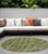 8' Round Green Round Abstract Washable Non Skid Indoor Outdoor Area Rug