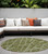 8' Round Green Round Abstract Washable Non Skid Indoor Outdoor Area Rug Transitional Style - Green Color