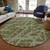 8' Round Green Round Abstract Washable Non Skid Indoor Outdoor Area Rug Transitional Style - Green Color