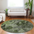 8' Round Green and Gray Round Floral Washable Non Skid Indoor Outdoor Area Rug