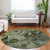 8' Round Green and Gray Round Floral Washable Non Skid Indoor Outdoor Area Rug