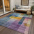 9' X 12' Blue Green And Purple Abstract Washable Indoor Outdoor Area Rug