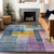 9' X 12' Blue Green And Purple Abstract Washable Indoor Outdoor Area Rug