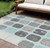 8' X 10' Teal Blue Gray And Ivory Geometric Washable Indoor Outdoor Area Rug - Teal Blue, Gray, Ivory