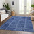 9' X 12' Navy Blue And Denim Blue Patchwork Washable Indoor Outdoor Area Rug