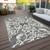 8' X 10' Gray And Ivory Damask Washable Indoor Outdoor Area Rug - Gray, Ivory