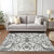 8' X 10' Gray And Ivory Damask Washable Indoor Outdoor Area Rug - Gray, Ivory