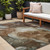 10' X 14' Brown Abstract Washable Non Skid Indoor Outdoor Area Rug - Brown