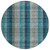 8' Teal Blue Navy Blue And Olive Green Round Plaid Washable Indoor Outdoor Area Rug