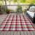 10' X 14' Red Gray And Beige Plaid Washable Indoor Outdoor Area Rug