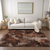 10' X 14' Orange Floral Washable Non Skid Indoor Outdoor Area Rug