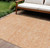9' X 12' Salmon Floral Washable Indoor Outdoor Area Rug