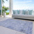 9' X 12' Blue And Gray Damask Washable Indoor Outdoor Area Rug