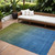 8' X 10' Olive Green Blue And Navy Blue Ombre Washable Indoor Outdoor Area Rug