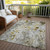 8' X 10' Taupe Ivory And Tan Floral Washable Indoor Outdoor Area Rug - Taupe, Ivory, Tan