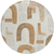 8' Ivory Khaki And Beige Round Geometric Washable Indoor Outdoor Area Rug