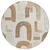 8' Ivory Khaki And Beige Round Geometric Washable Indoor Outdoor Area Rug