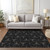 9' X 12' Black And Ivory Geometric Washable Indoor Outdoor Area Rug - Black, Ivory