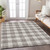 9' X 12' Taupe And Gray Plaid Washable Indoor Outdoor Area Rug
