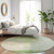 8' Olive Green And Artichoke Green Round Geometric Washable Indoor Outdoor Area Rug
