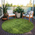 8' Round Green Round Abstract Washable Non Skid Indoor Outdoor Area Rug - Green