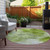 8' Artichoke Green Lime Green And Green Round Abstract Washable Indoor Outdoor Area Rug