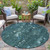 8' Teal Blue And Ivory Round Abstract Washable Indoor Outdoor Area Rug - Teal Blue, Ivory