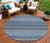 8' Denim Blue And Ivory Round Striped Washable Indoor Outdoor Area Rug