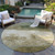 8' Fern Green And Beige Round Abstract Washable Indoor Outdoor Area Rug