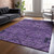 9' X 12' Eggplant Purple And Plum Floral Washable Indoor Outdoor Area Rug