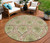 8' Olive Green And Fern Green Round Medallion Washable Indoor Outdoor Area Rug