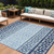 10' X 14' Blue Sky Blue And Ivory Geometric Washable Indoor Outdoor Area Rug