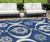 10' X 14' Navy Blue And Ivory Medallion Washable Indoor Outdoor Area Rug - Navy Blue, Ivory