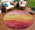 8' Blush And Pink Round Striped Washable Indoor Outdoor Area Rug