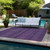 9' X 12' Eggplant Striped Washable Non Skid Indoor Outdoor Area Rug