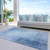 8' X 10' Blue Geometric Washable Indoor Outdoor Area Rug Transitional Style - Blue Color